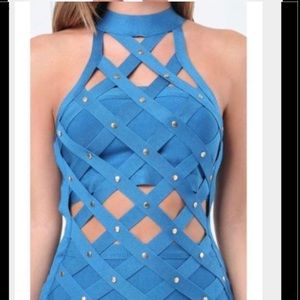 NWT bandage crisscross blue bodycon dress